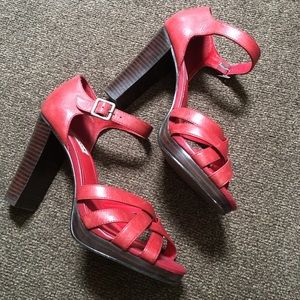 Red Leather Strappy Steve Madden Shoes
